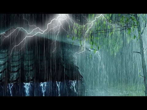 ⚡ Powerful Thunderstorm at Night | Terrible Rainstorm &amp; Very Intense Thunder Sounds on Tin Tent Roof