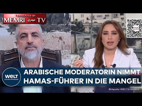KRIEG GEGEN ISRAEL: Al-Arabija-Moderatorin Rasha Nabil grillt Hamas-F&uuml;hrer im Interview
