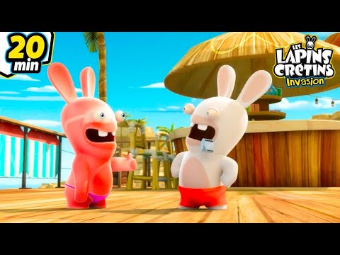 Les Lapins rentrent de vacances | Les Lapins Cr&eacute;tins Invasion🐰 | Nouvelle compilation 20 min