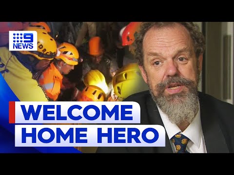 Indian tunnel rescue hero Arnold Dix welcomed home in Melbourne | 9 News Australia