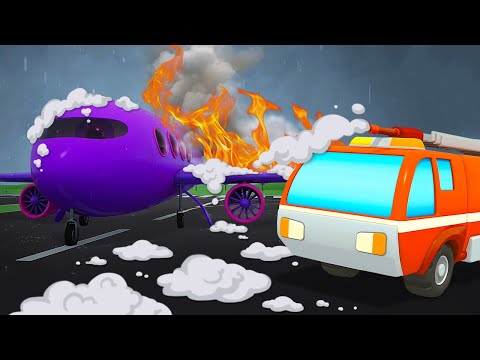 A plane in the storm! Helper cars for kids &amp; vehicles for kids. Full episodes of cartoons for kids.