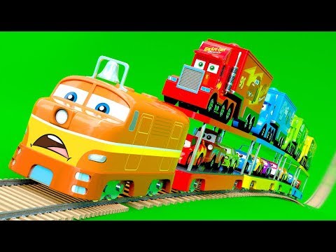 Superhero Train with Mack Truck Haulers and Car Friends Transportation