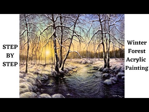 Winter Forest STEP By STEP Acrylic Painting