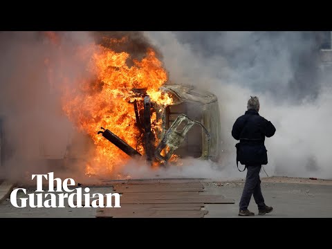 Protesters lit fires on streets of Nantes over French pension reforms