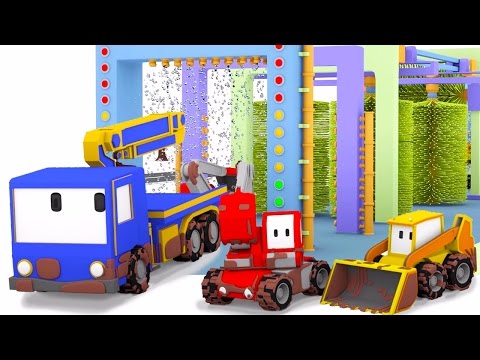 Tiny Trucks Car Wash - Learn with Tiny Trucks : bulldozer, crane &amp; excavator | Cartoon for toddlers