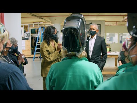 Watch President and Mrs. Obama's surprise visit to Chicago Women In Trades!