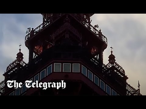 Blackpool Tower 'fire' just orange netting in wind, say police