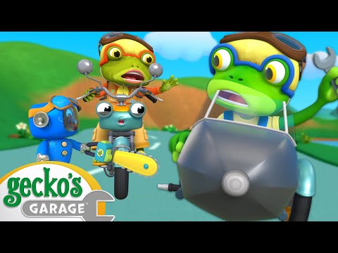 Grandma and Gecko's Motorcycle Race | Gecko's Garage | Trucks For Children | Cartoons For Kids