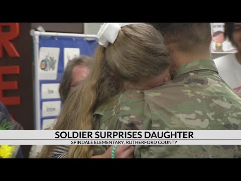 Soldier surprises 7-year-old daughter at Spindale Elementary