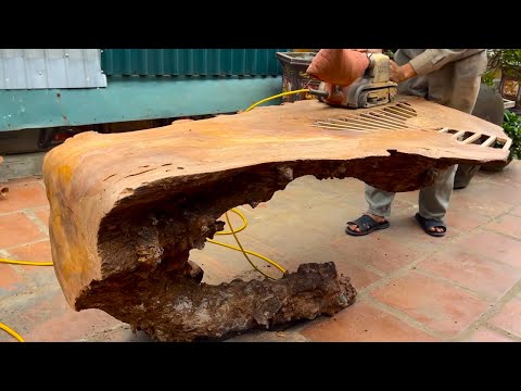 The Large Table Made From 500 Years Old Tree Trunk // Amazing Woodworking Creative Skills