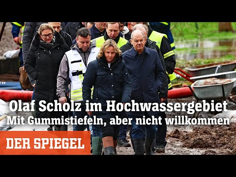 Hochwasser: Olaf Scholz bei Besuch in Sachsen-Anhalt bep&ouml;belt | DER SPIEGEL