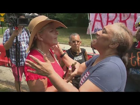 Trump supporters and protesters dig in outside the Fulton County Jail