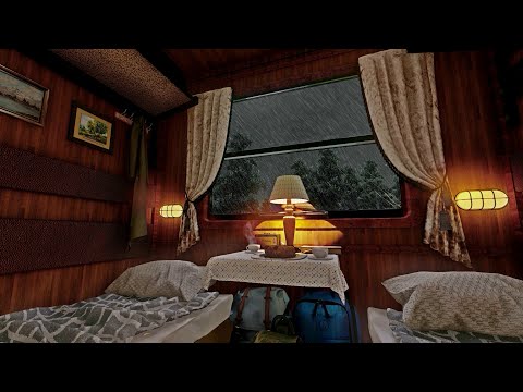 Night Train Ambience on a Rainy Night | Train &amp; Rain Sounds 8 Hours