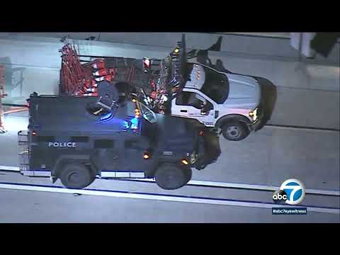 SoCal chase: Bearcat slams into stolen construction truck, K-9 takes down suspect | ABC7