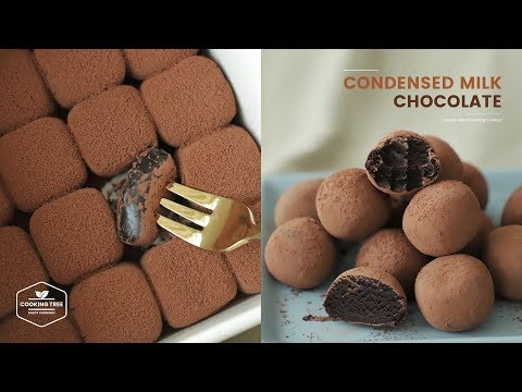 2 ingredients! Condensed milk Chocolate Truffles recipe with 2 textures * Easy Dessert