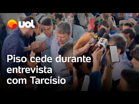 Piso cai durante entrevista com Tarc&iacute;sio de Freitas; v&iacute;deo mostra momento