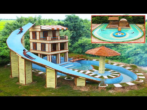 Amazing Top 2 Videos! How To Build Bamboo Resort , Bamboo Fish Pond , Swimming Pool &amp; Water Slide