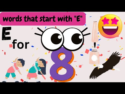 E For | Letter E | letter e words | words from letter E | preschool learning | abcd cartoons |