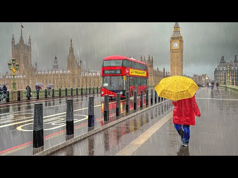 Tourists Love THIS London Weather? Grey &amp; Rainy Central London Walk - 4K HDR 60FPS