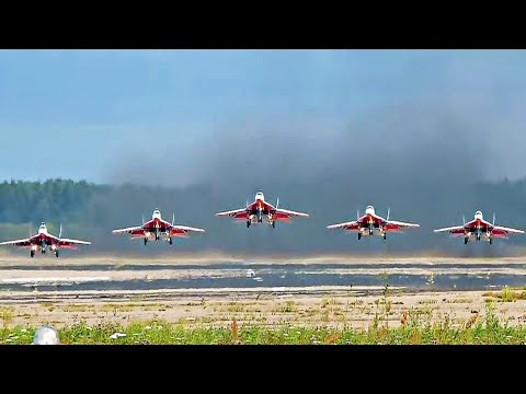 MiG-29 I saw this only once - the simultaneous takeoff of five aircraft.