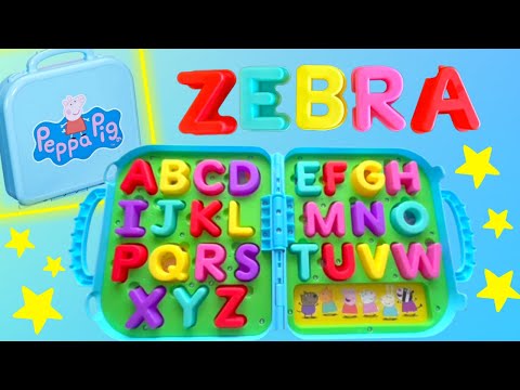 Peppa Pig Toys! Unbox Demo Peppa's Alphabet Carrying Case Puzzle | Pretend Play for Kids