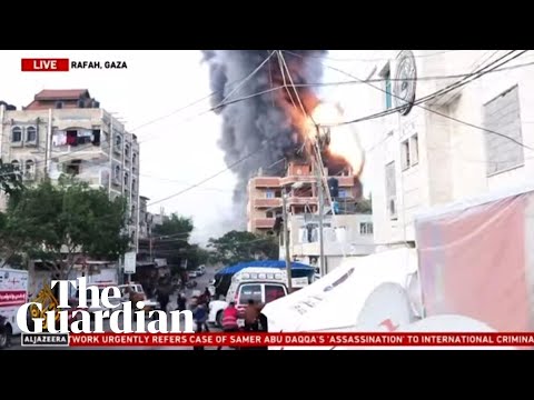 Al Jazeera broadcast captures moment strike hits building in Rafah