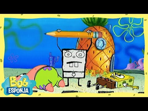 O l&aacute;pis gigante | Bob Esponja em Portugu&ecirc;s