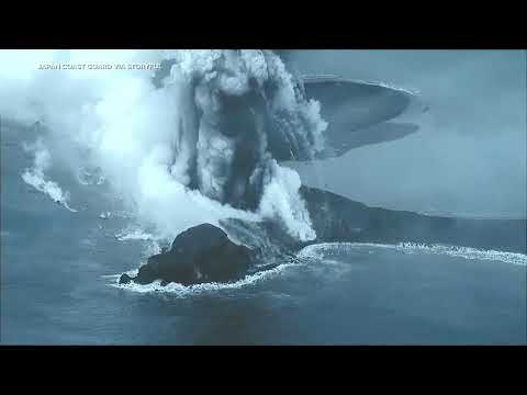 Eruption on newly formed Japanese island caught on camera