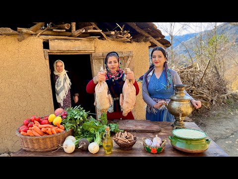 Cooking Biriyani Duck's inside Stuffed Pilaf in Rural Style Kitchen