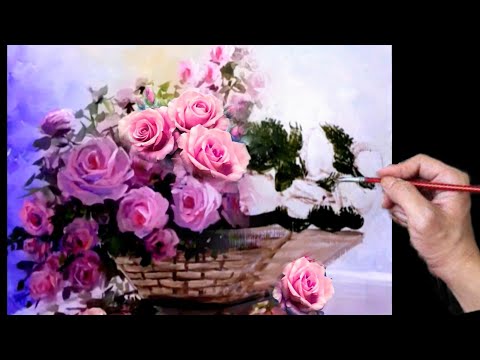 Acrylic lesson on drawing roses for beginners - landscapes