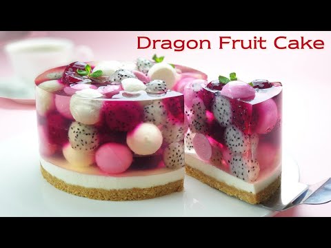 No-Oven / No-Egg / Beautiful Fruit Jelly Cheesecake Recipe / Cup Measure / Dragon Fruit (Pitaya)