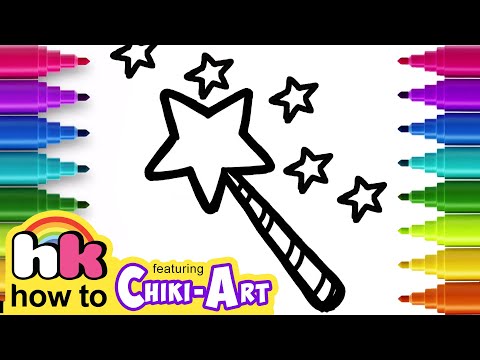 How To Draw A Magic Wand | Drawing &amp; Coloring For Kids | Chiki Art | HooplaKidz How To