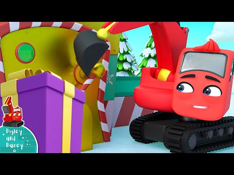 Present Machine ACCIDENT! - Digley and Dazey | Construction Christmas Cartoons for Kids