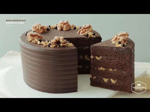 리치 초콜릿 가나슈 케이크 * 촉촉한 초코 시트와 호두 전처리 방법 : Rich Chocolate Ganache Cake Recipe | Cooking tree