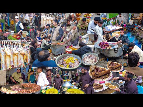 Amazing Breakfast in Afghanistan | Traditional street food | Ajmal Bacha Beef Pulao | Liver Fry