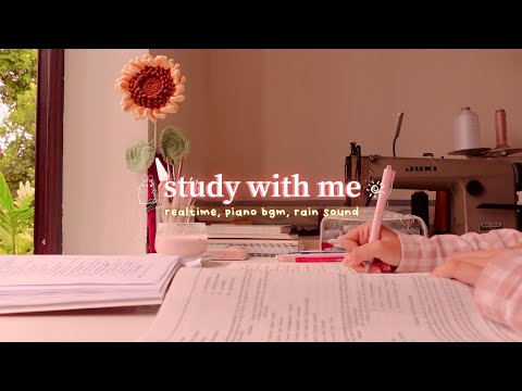 3HRS STUDY WITH ME #17 // realtime, piano bgm, rain sound // pomodoro 60/10 // jawonee