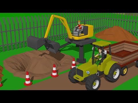 Excavator and Cyclop Loader and Tractor with Trailer | Street and agricultural vehicles for Kids