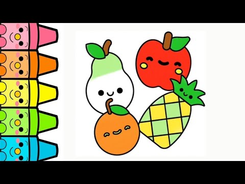 How to draw cute &amp;quot;Fruits&amp;quot;???? Easy to draw for Kid's?? Drawing, Coloring, Painting for Kid's&amp;hearts;️