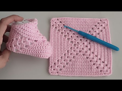 How to Crochet The Cutest Baby Shoes from the Square Stitch for Beginners? |  Easy Crochet Booties