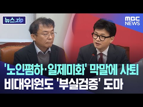 '노인폄하&middot;일제미화' 막말에 사퇴.. 비대위원도 '부실검증' 도마 [뉴스.zip/MBC뉴스]