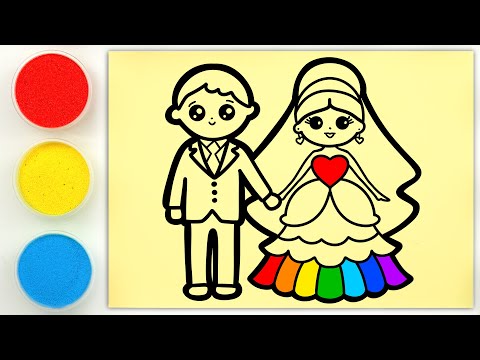 Cute couple sand painting for kids and toddlers