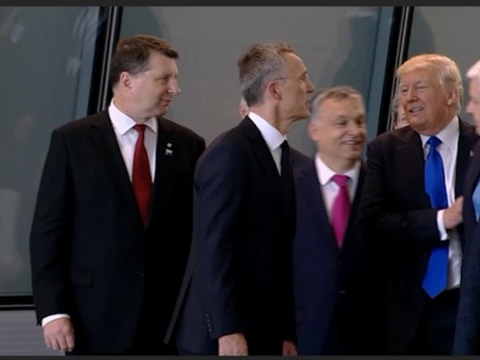 Raw: Trump Pushes Past Montenegro PM at NATO