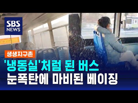 '냉동실'처럼 된 버스&hellip;대비 못 했는데 눈폭탄 맞은 중국 / SBS / 생생지구촌