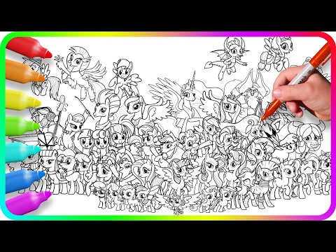 BIGGEST Coloring Pages MY LITTLE PONY. How to color My Little Pony. MLP. Easy Drawing Tutorial Art