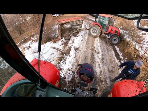 We Saved the Tractor Sliding on the Icy Road!