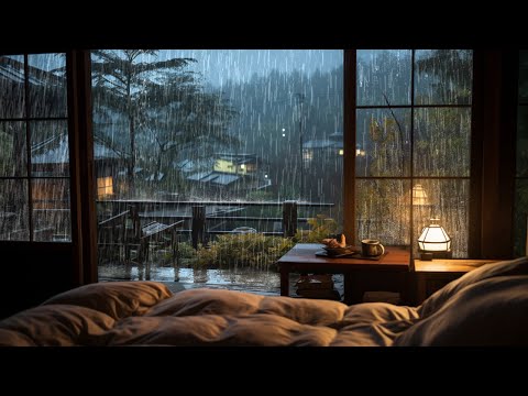 🌧️ Soothing Rain Sound | Come in to the bed and close your eyes to feel the rain by the window😴