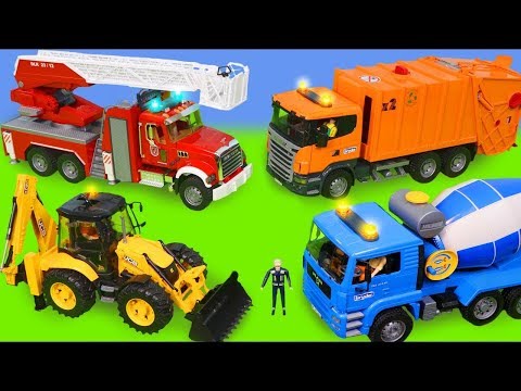 Excavator, Fire Truck, Garbage Trucks &amp; Police Cars Toy Vehicles for Kids