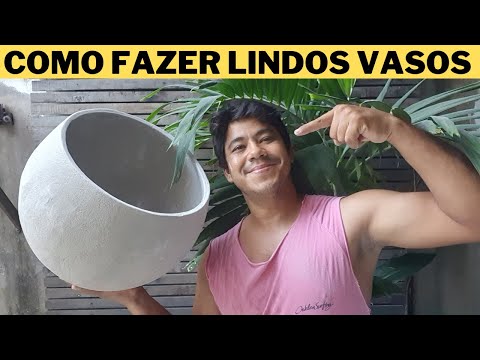 DIY - Veja Como fazer vasos de CIMENTO E BOLA