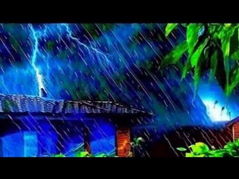 Sleep Instantly Within 3 Minutes with Heavy Rain in an Ancient Wooden House at Night