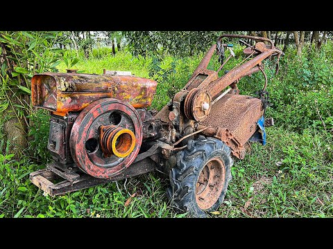 Farmer's Farm Tiller Restoration Project // Skills For Restoring Rusty Old Tractor Engines